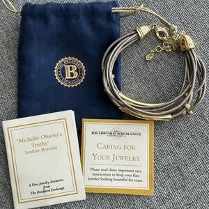 Michelle Obama’s Truths Bracelet Bradford Exchange Gold & Gray Leather